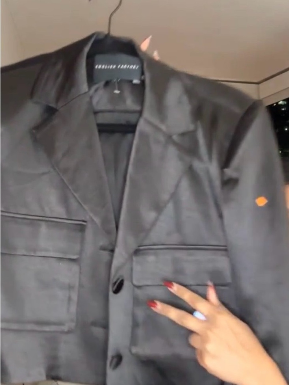 English Factory Cropped Satin Blazer - Picture 5 of 5
